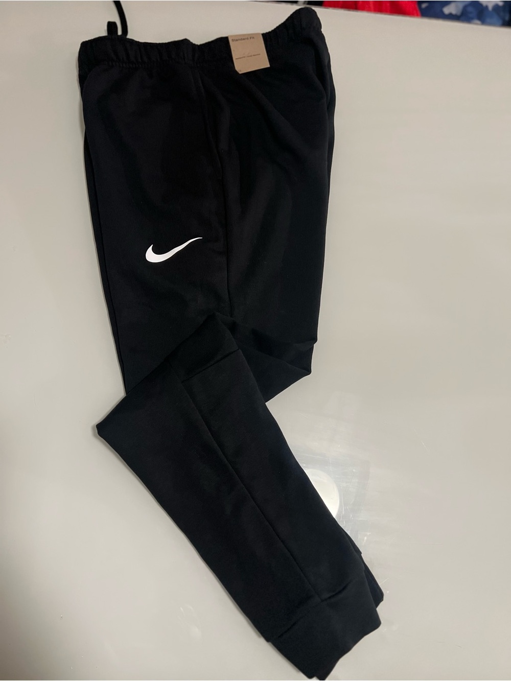 Nike Black Jogger Sweatpants with White Swoosh Sz Small